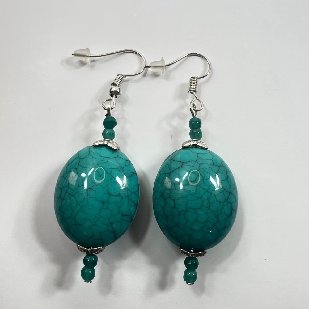 Unbranded Faux Turquoise Drop Earrings Womens OS Teal Excellent Boho Dangle